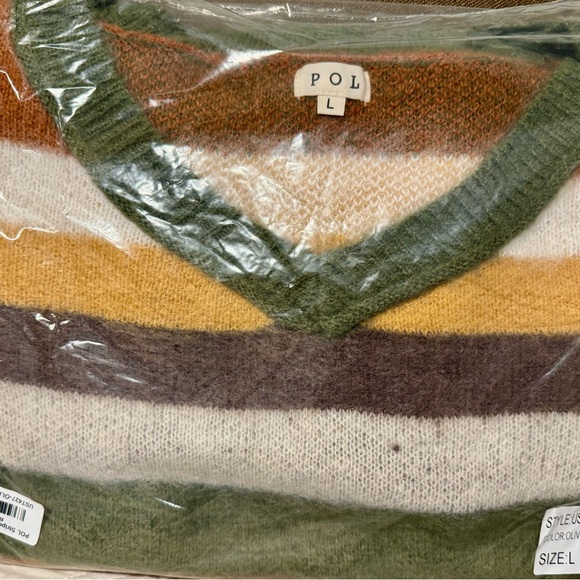 POL V-Neck Playful Multi Striped Sweater - Picture 2 of 6